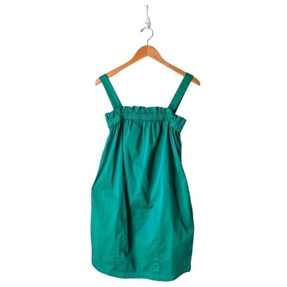 Everlane Paperbag Ruffle Tank Convertible Dress, Size S Emerald Green - Picture 3 of 13